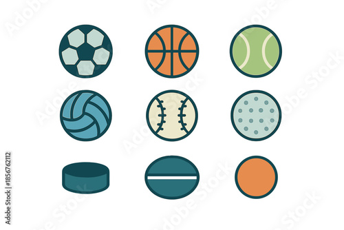 Collection of flat sport icons on a gradient background