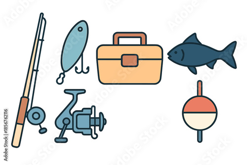 Fishing Equipment and Catch Illustration