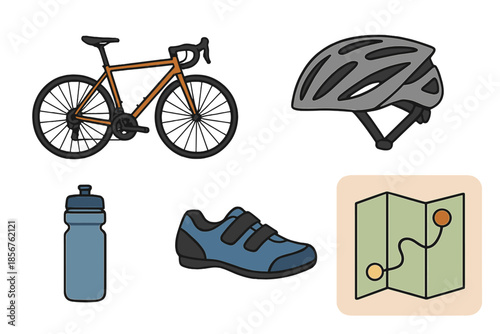 Cycling Essentials Flat Illustration