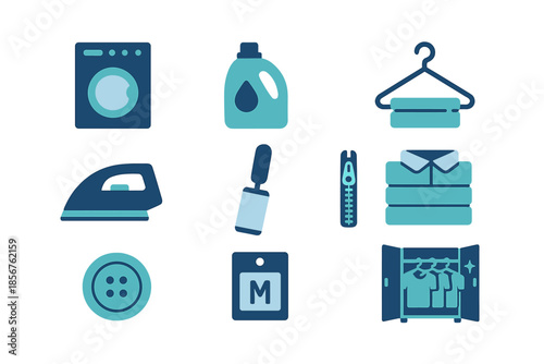 Laundry and Clothing Care Icons Set