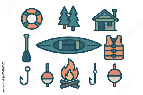 Outdoor Recreation Icons on Dark Gradient Background