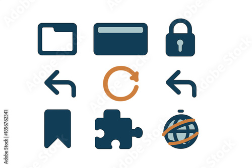 Set of UI icons on a gradient background