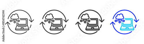 cloud computing icon set collection creative outline style for technology with multiple thickness variations suitable for apps websites presentations ui ux design and modern devices