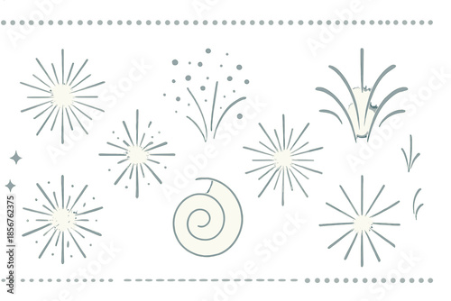 Abstract celebratory burst graphics on a gradient background