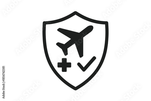 Airplane safety shield icon