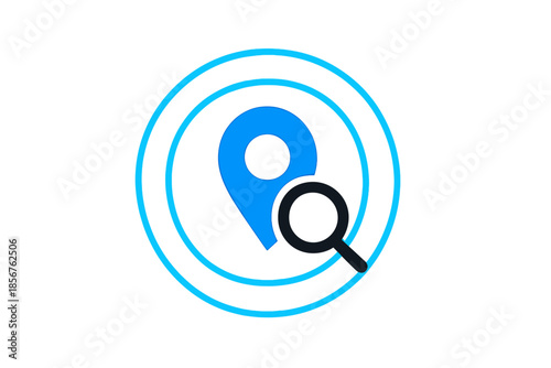 Location Search Icon with Glowing Blue Aura