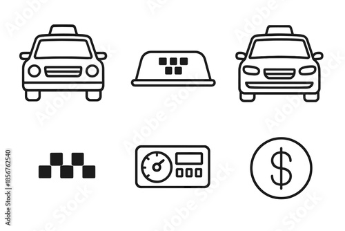 Taxi Icons on Dark Background