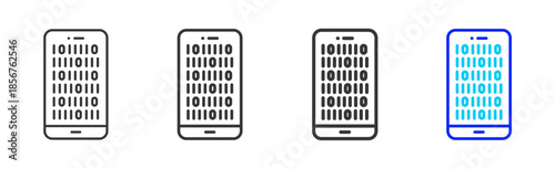 data mobile icon set collection creative outline style for technology with multiple thickness variations suitable for apps websites presentations ui ux design and modern devices