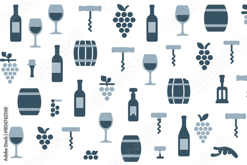 Seamless Pattern of Wine Elements on a Gradient Background