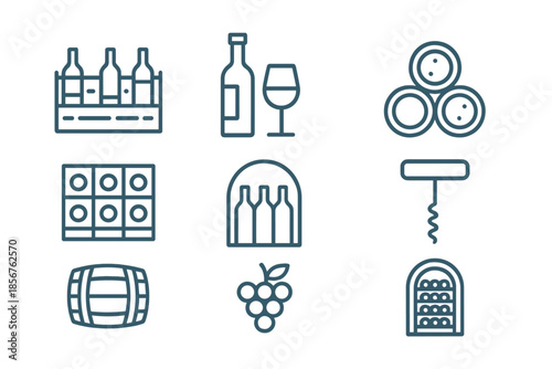 Wine Icons Set on Gradient Background