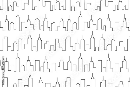 Seamless cityscape silhouette pattern