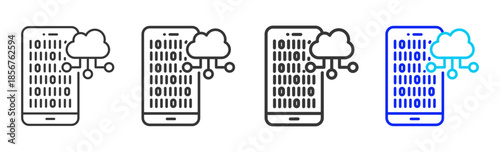 cloud data icon set collection creative outline style for technology with multiple thickness variations suitable for apps websites presentations ui ux design and modern devices