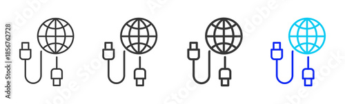 global network icon set collection creative outline style for technology with multiple thickness variations suitable for apps websites presentations ui ux design and modern devices