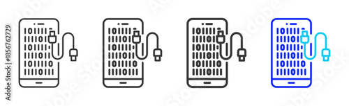 data transfer icon set collection creative outline style for technology with multiple thickness variations suitable for apps websites presentations ui ux design and modern devices