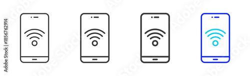 phone signal icon set collection creative outline style for technology with multiple thickness variations suitable for apps websites presentations ui ux design and modern devices