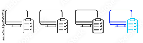 digital audit icon set collection creative outline style for technology with multiple thickness variations suitable for apps websites presentations ui ux design and modern devices