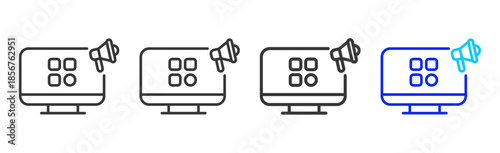 digital broadcast icon set collection creative outline style for technology with multiple thickness variations suitable for apps websites presentations ui ux design and modern devices