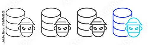 data breach icon set collection creative outline style for technology with multiple thickness variations suitable for apps websites presentations ui ux design and modern devices