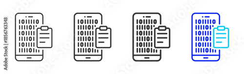 code record icon set collection creative outline style for technology with multiple thickness variations suitable for apps websites presentations ui ux design and modern devices
