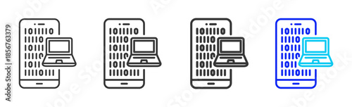 code laptop icon set collection creative outline style for technology with multiple thickness variations suitable for apps websites presentations ui ux design and modern devices