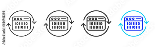 data flow icon set collection creative outline style for technology with multiple thickness variations suitable for apps websites presentations ui ux design and modern devices