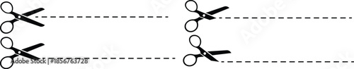Scissors with cut line vector design. Dashed and dotted. cut here icon. Scissor icon, scissor symbol vector, Paper cutting with scissor on Transparent background
