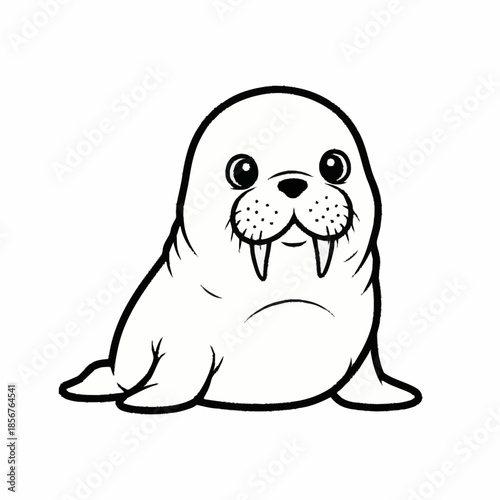 Cute Cartoon Walrus Illustration for Children.