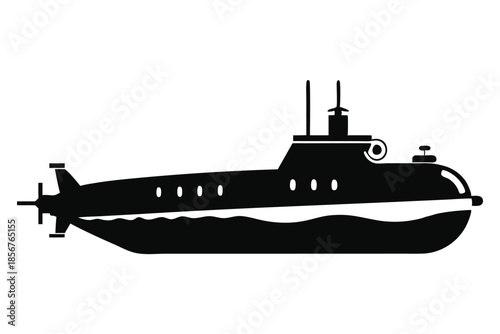 submarine silhouette line art vector illustration