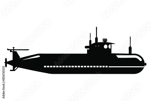 submarine silhouette line art vector illustration