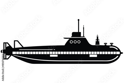 submarine silhouette line art vector illustration