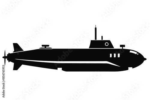 submarine silhouette line art vector illustration