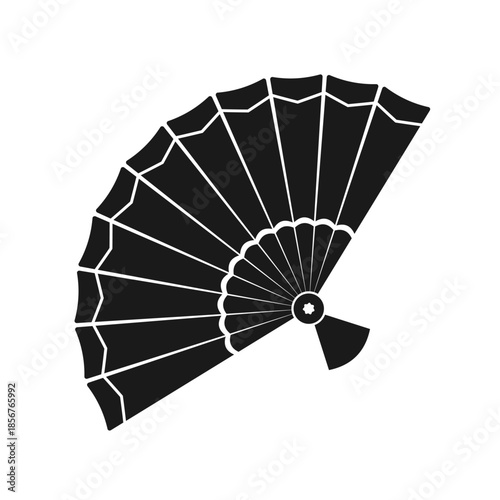 Chinese folding fan elegant traditional icon vector for asian fashion design