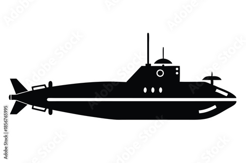 submarine silhouette line art vector illustration