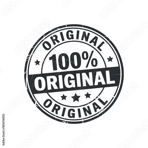 A distressed circular stamp displays the words original and 100 prominently with small stars accenting the design s overall aesthetic