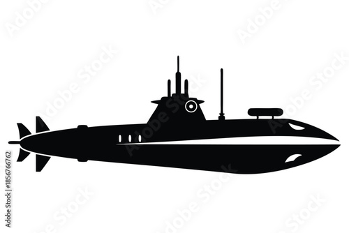 submarine silhouette line art vector illustration