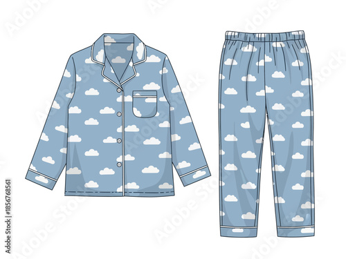 Cloud Pattern Pajama Set Comfortable Sleepwear for a Relaxing Night