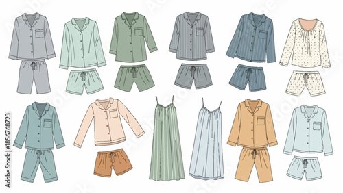 Variety of Pastel Pajama Sets Long Sleeve, Shorts, and Slip Dress Options for Comfort and Style