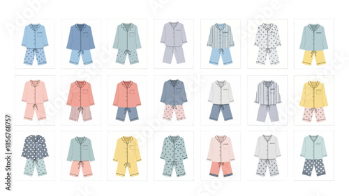 Colorful Pajama Sets for Comfort Collection of assorted sleepwear with various designs and colors