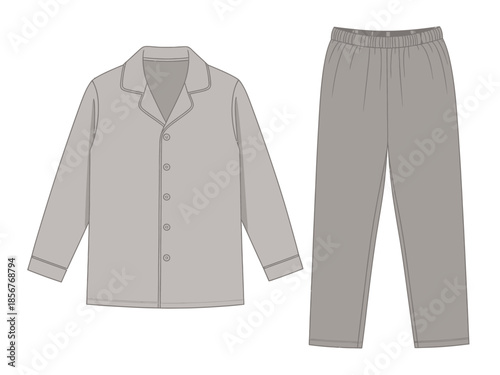 Gray Pajama Set Illustration Comfortable Sleepwear for Relaxation and Rest