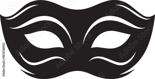Elegant black masquerade mask with eye openings and decorative curves