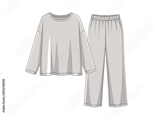 Elegant and Cozy Loungewear Set Comfortable Crewneck Top and Relaxed Pants for Everyday Relaxation