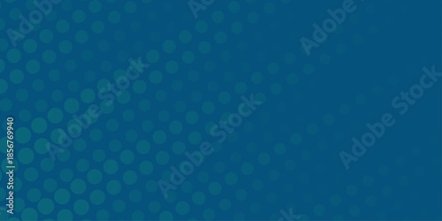 Halftone gradient dots background vector illustration. Blue green dark dotted, blue light halftone texture.  Retro abstract print. Geometric spots duotone cover. The geometric abstract pattern .