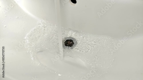 Water is collected in a sink with a clogged drain into the sewer