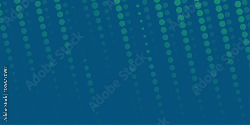 Halftone gradient dots background vector illustration. Blue green dark dotted, blue light halftone texture.  Retro abstract print. Geometric spots duotone cover. The geometric abstract pattern .