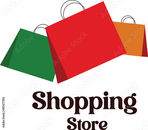 Shopping Store Logo with Colorful Bags