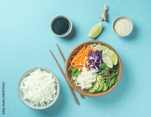 Asian Slaw Vegetables Napa Cabbage Red Cabbage Carrots Snow Peas Bell Pepper Cilantro