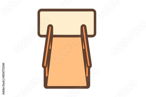 Simple orange and cream abstract shape with glowing outline