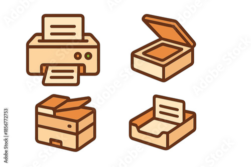 Office equipment icons collection