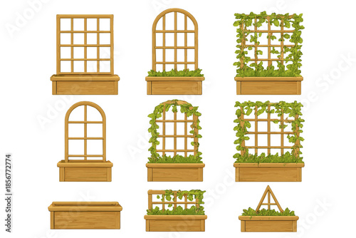 Window Boxes with Trellises and Plants