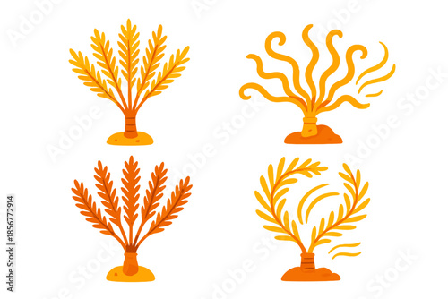 Abstract Glowing Orange Trees with Circular Light Background